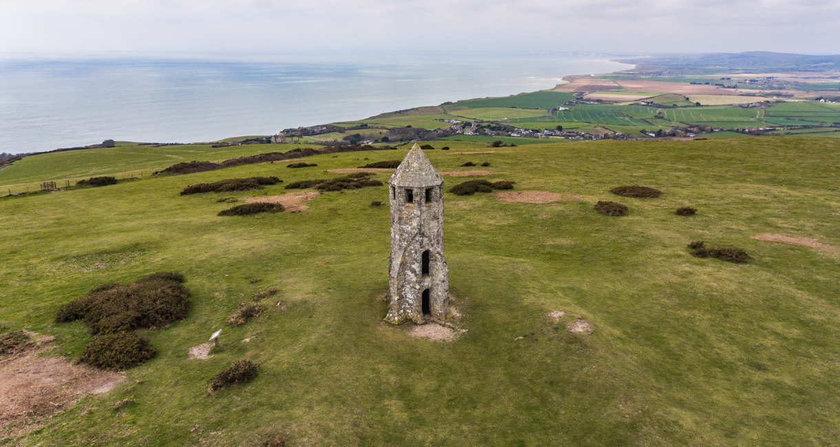 Aerial view of St Catherine's Oratory on the Isle of Wight